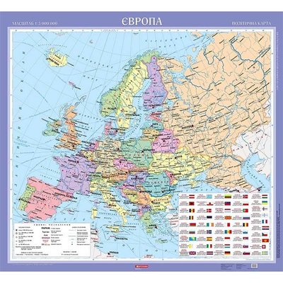 Политическая карта Европы 108х118 на планках 8025 фото