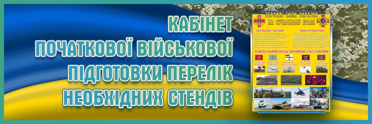 Кабінет початкової військової підготовки перелік необхідних стендів фото