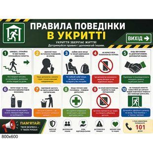 Стенд правила поведінки в укритті 100198 фото
